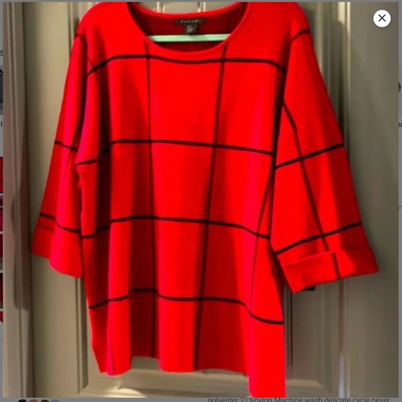 Tahari black and red striped sweater 1X - Picture 1 of 5